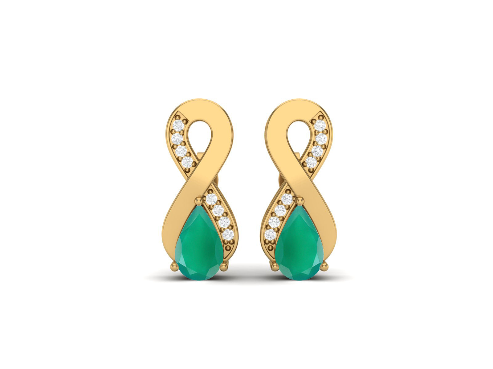Green Onyx Infinity Drop Earrings - Sterling Silver