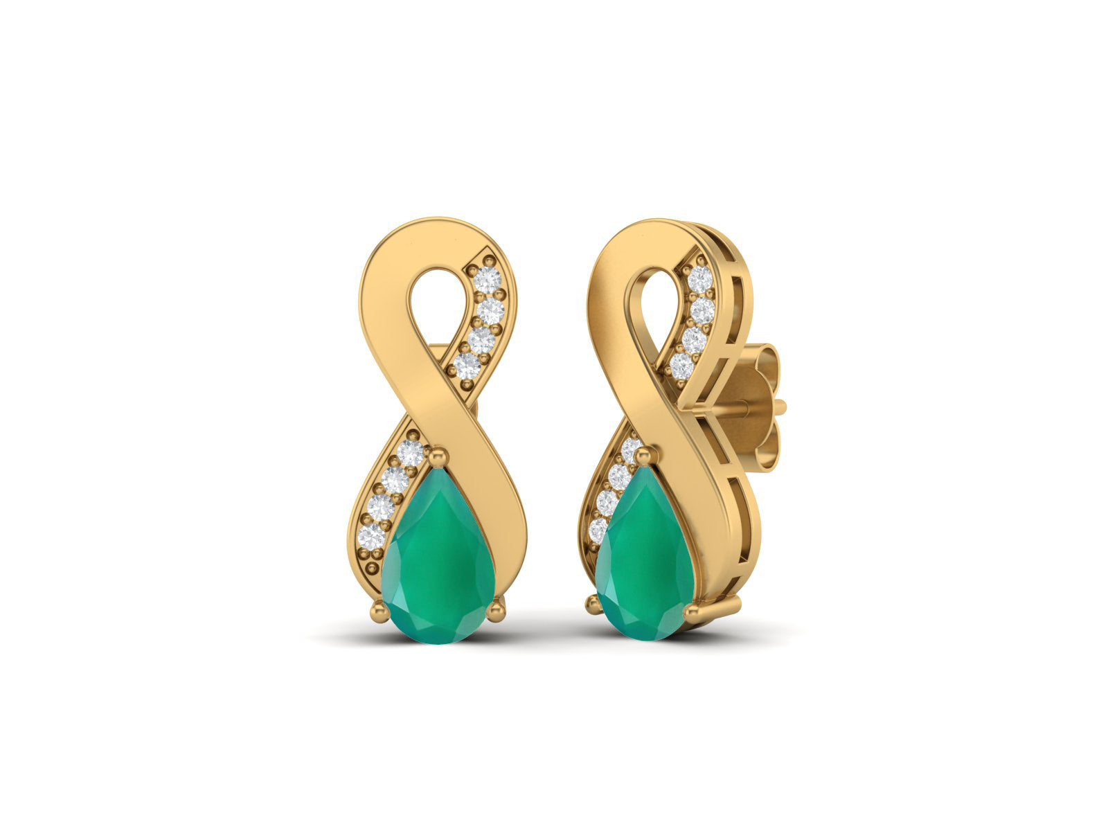 Green Onyx Infinity Drop Earrings - Sterling Silver