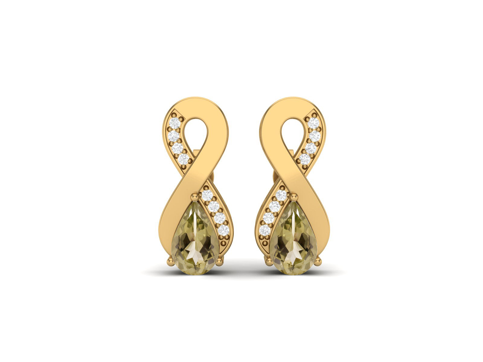 Lemon Quartz Infinity Drop Earrings - Sterling Silver
