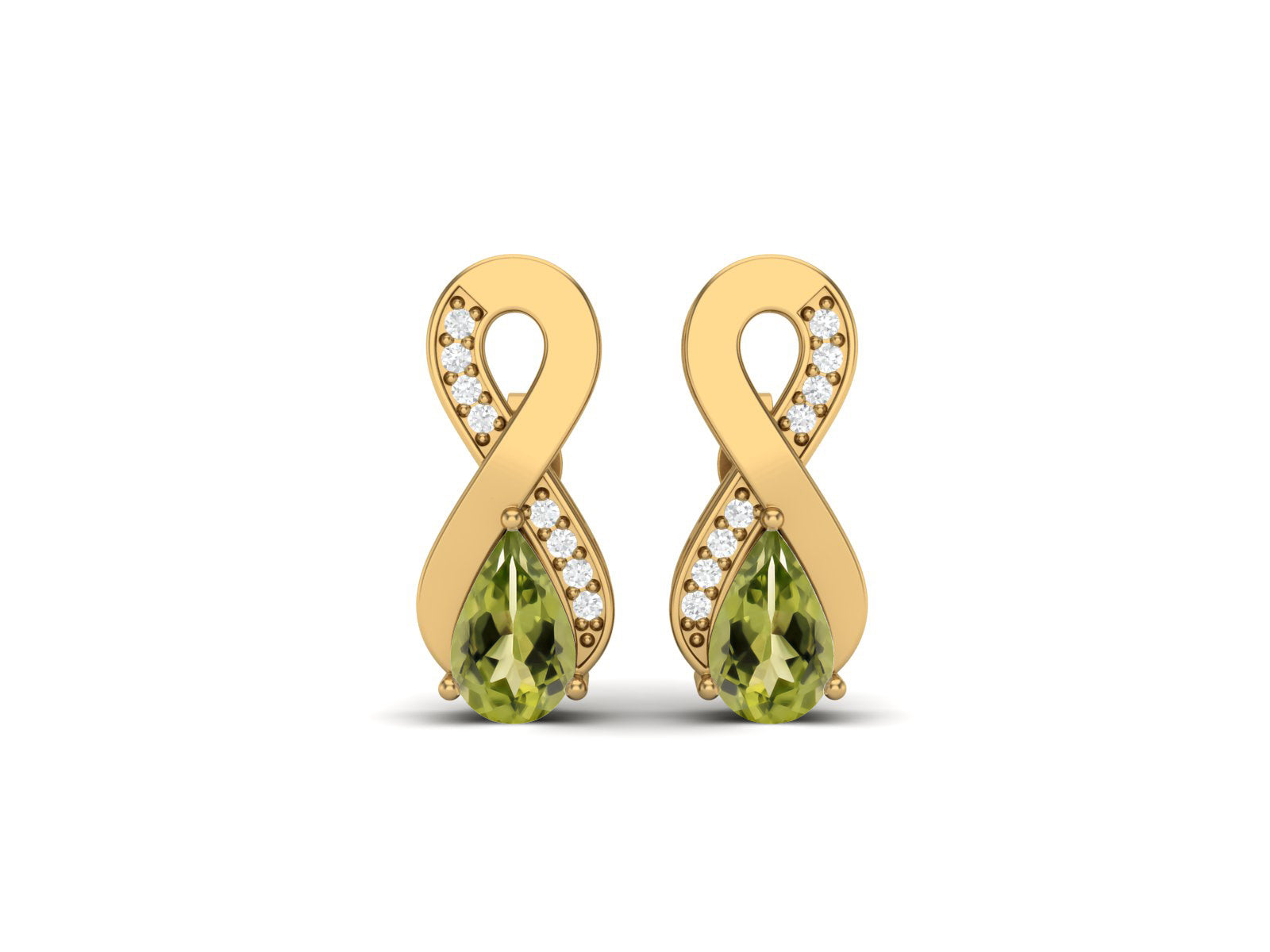 Infinity Peridot Drop Earrings - Sterling Silver