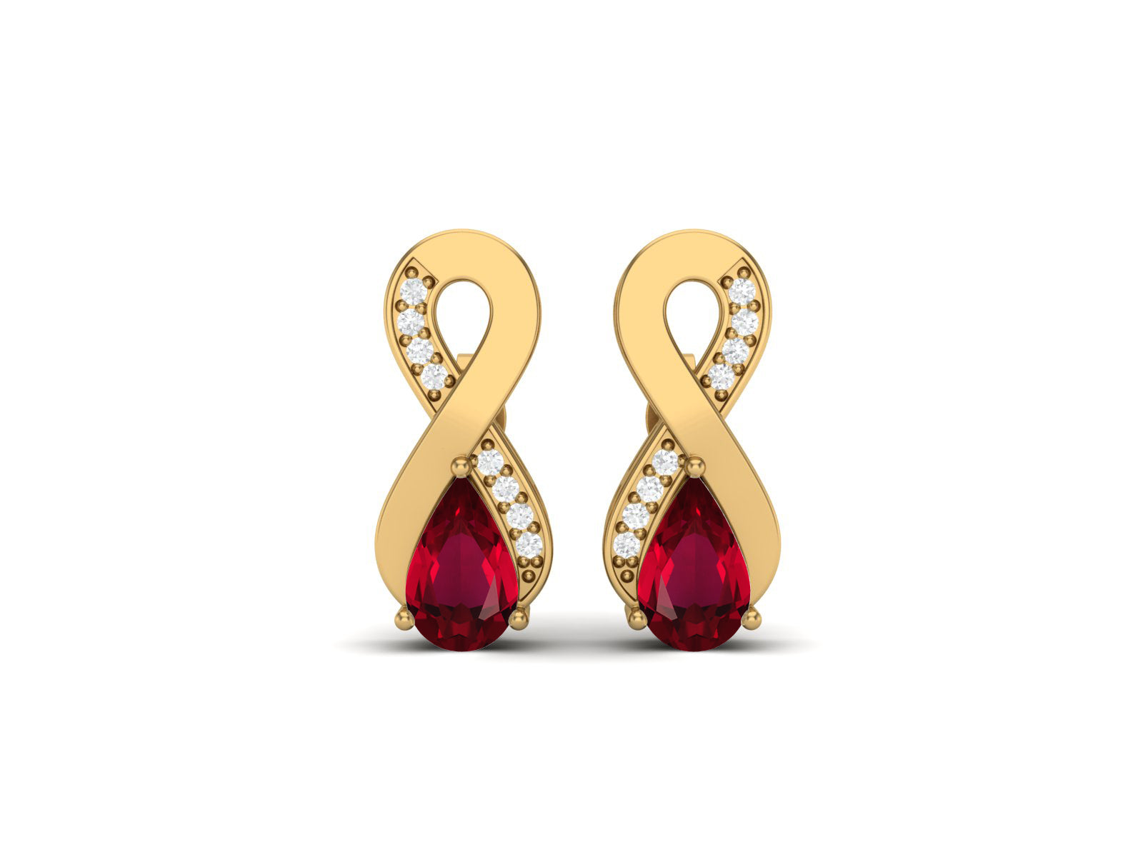 Ruby Infinity Drop White Accents Earrings – Sterling Silver