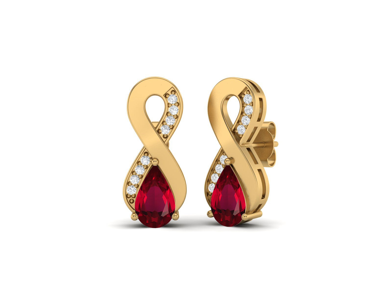 Ruby Infinity Drop White Accents Earrings – Sterling Silver
