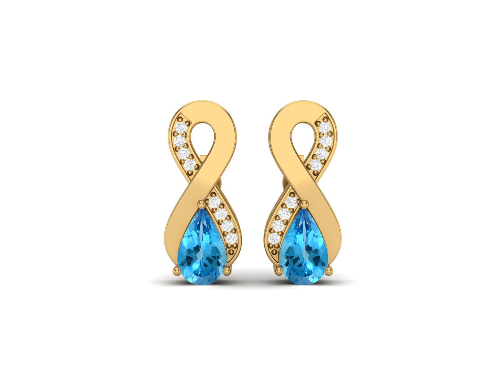 Infinity Swiss Blue Topaz Drop Earrings - Sterling Silver