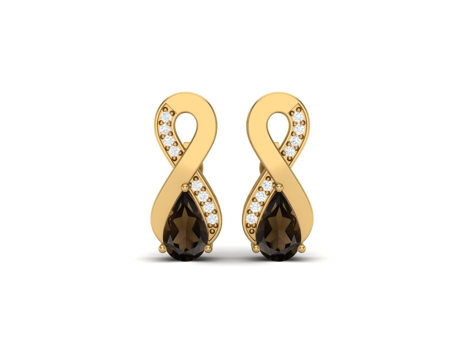 Infinity Smoky Quartz Drop Earrings - Sterling Silver