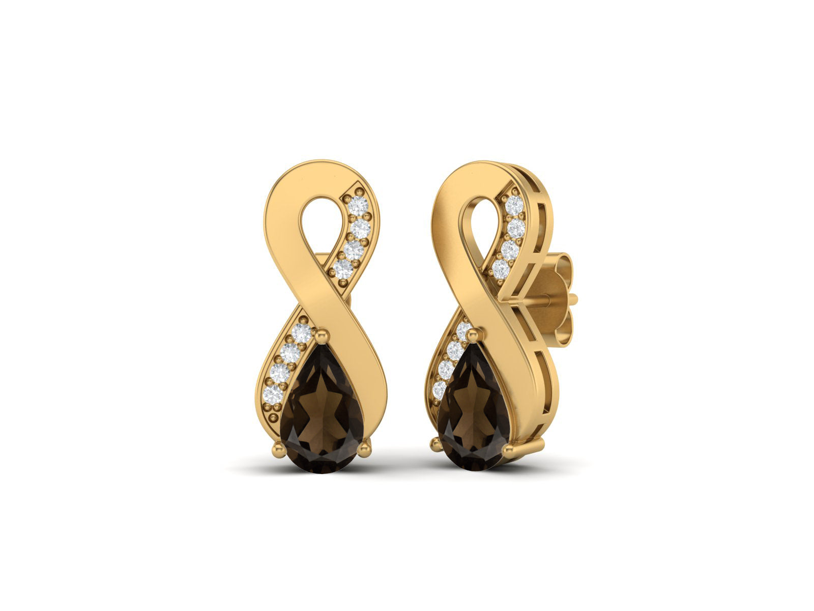 Infinity Smoky Quartz Drop Earrings - Sterling Silver