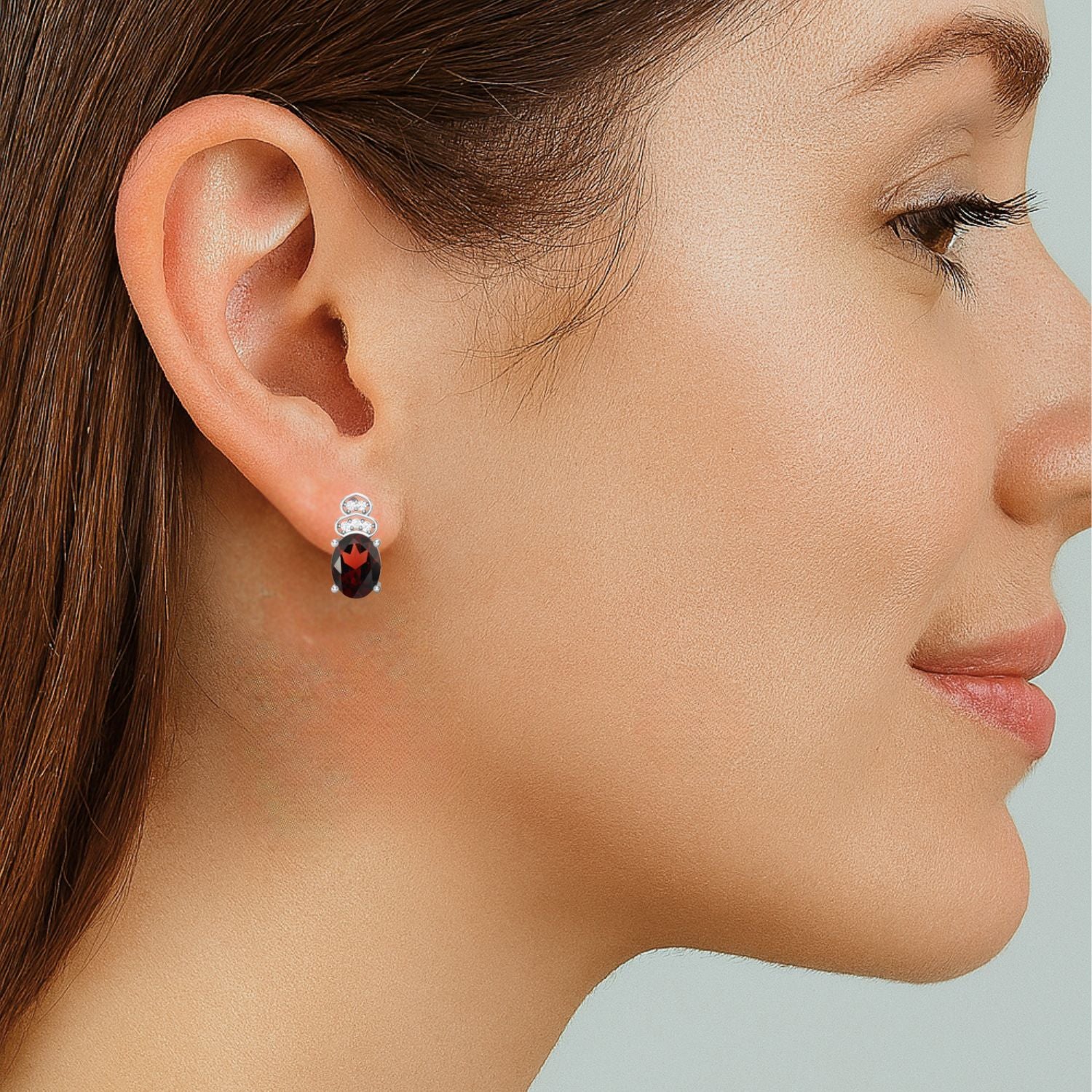 Garnet Vintage Inspired Three-Stone Earrings – Sterling Silver