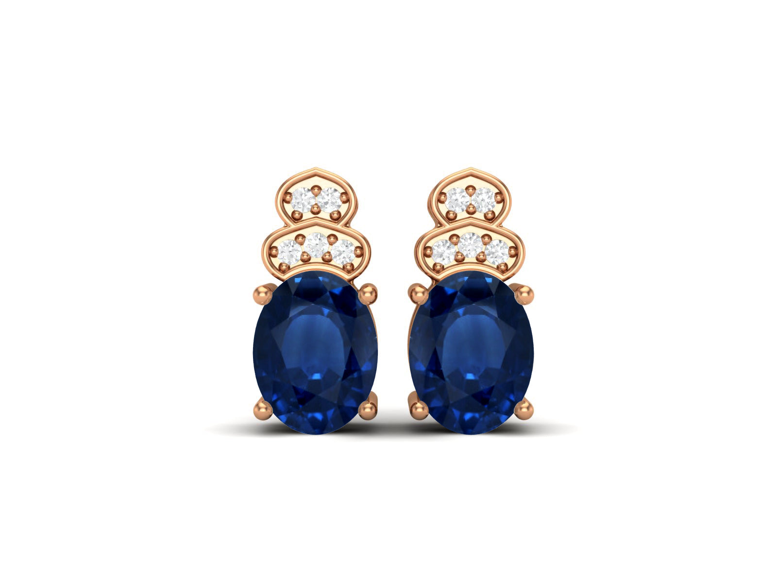 Blue Sapphire Vintage Inspired Three-Stone Earrings – Sterling Silver