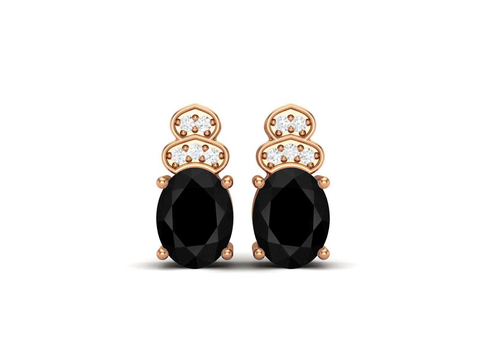 Black Spinel Vintage Inspired Three-Stone Earrings – Sterling Silver