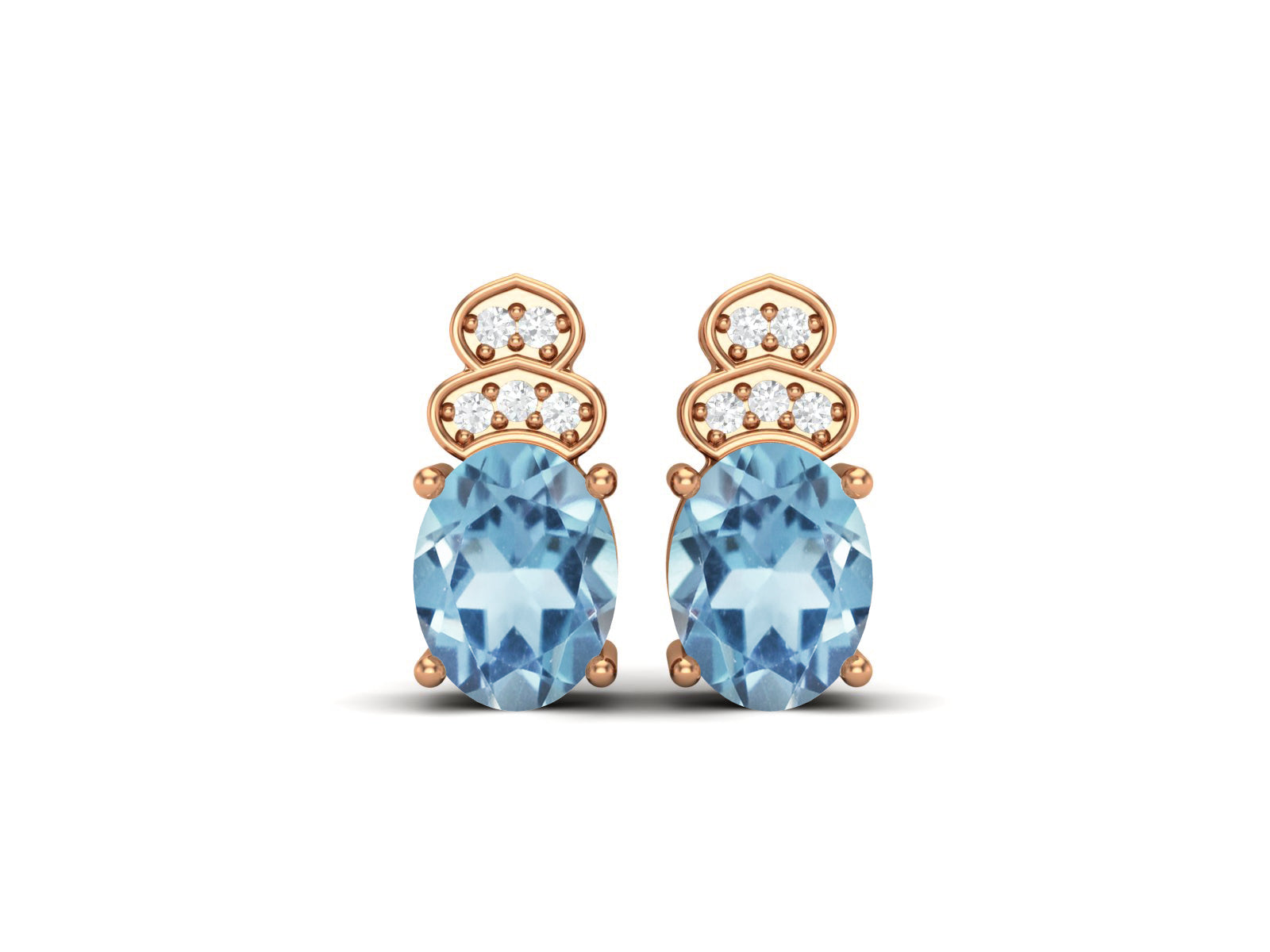 Aquamarine Vintage Inspired Three-Stone Earrings – Sterling Silver