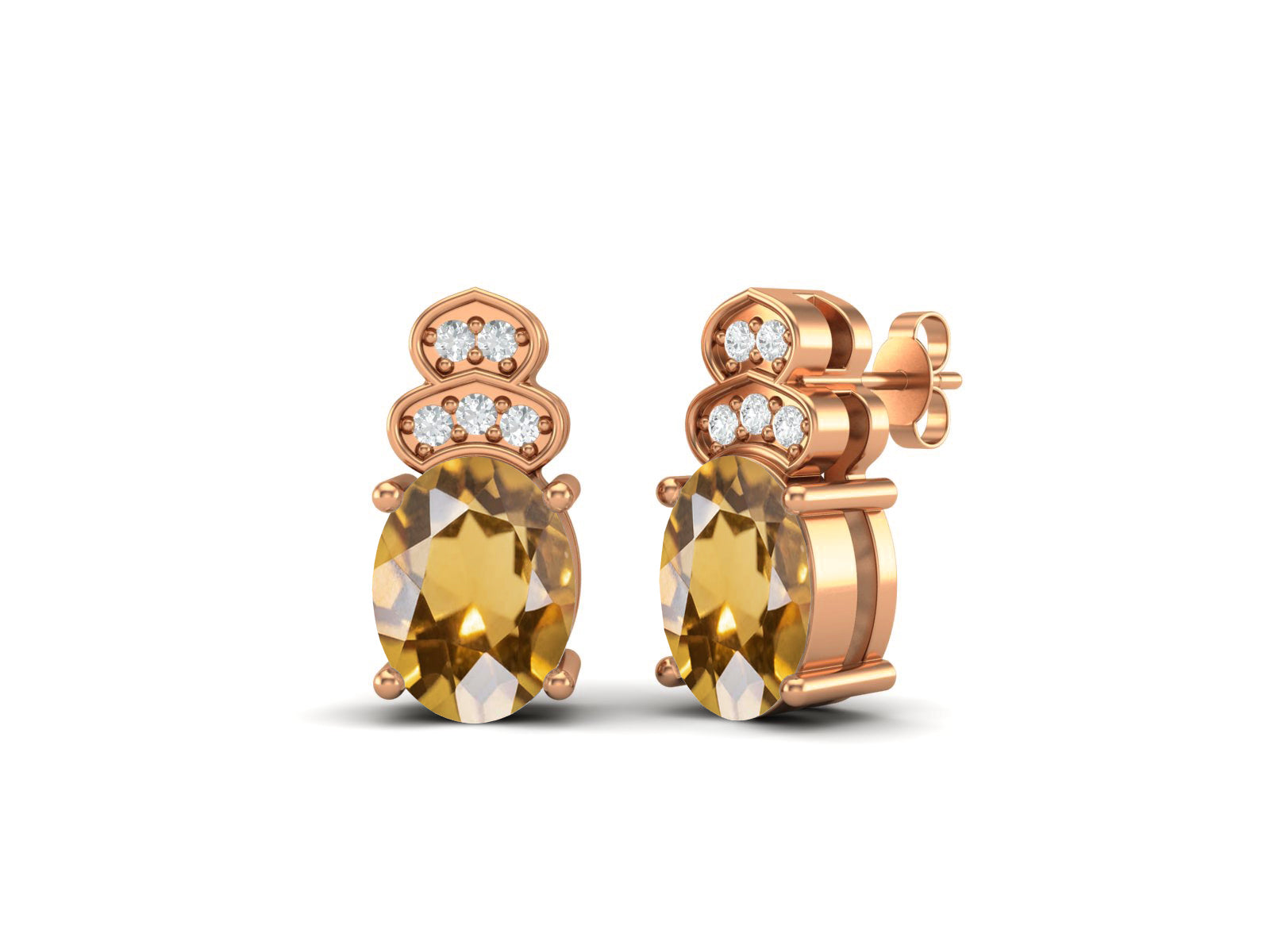 Citrine Vintage Inspired Three-Stone Earrings – Sterling Silver
