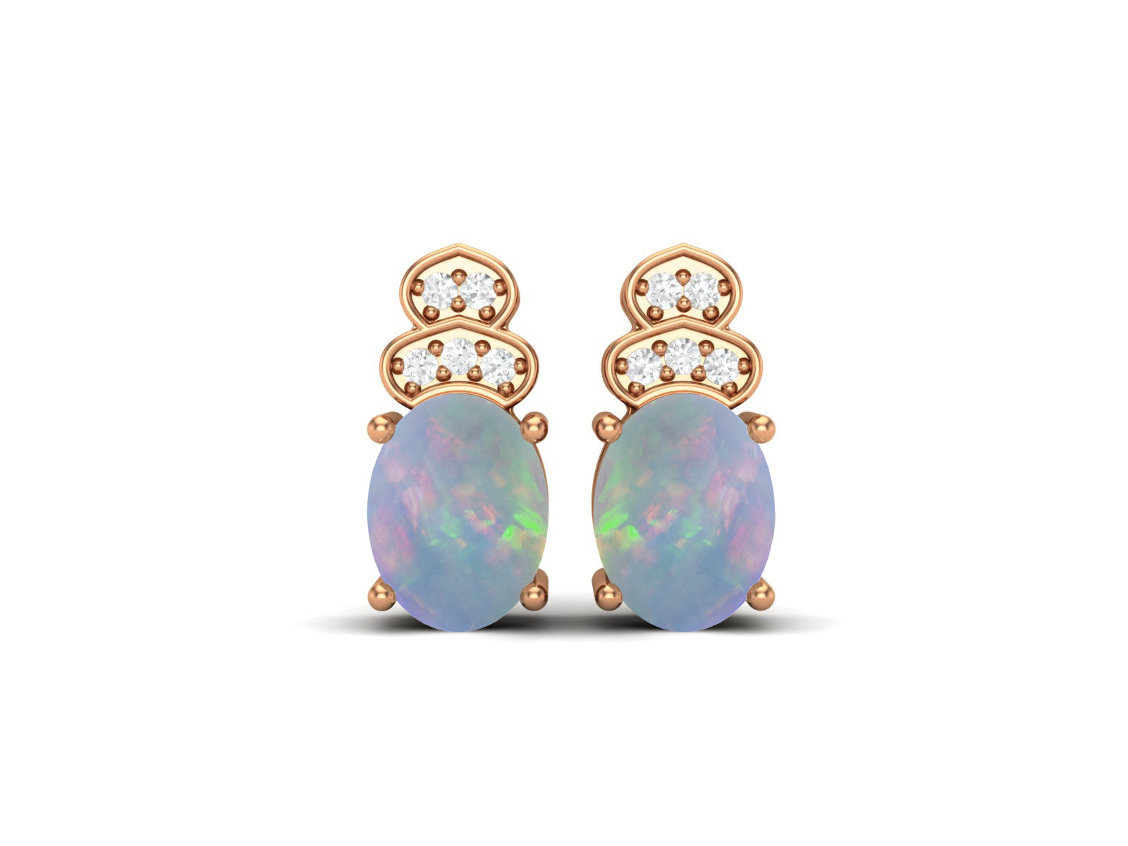 Opal Vintage Inspired Three-Stone Earrings – Sterling Silver