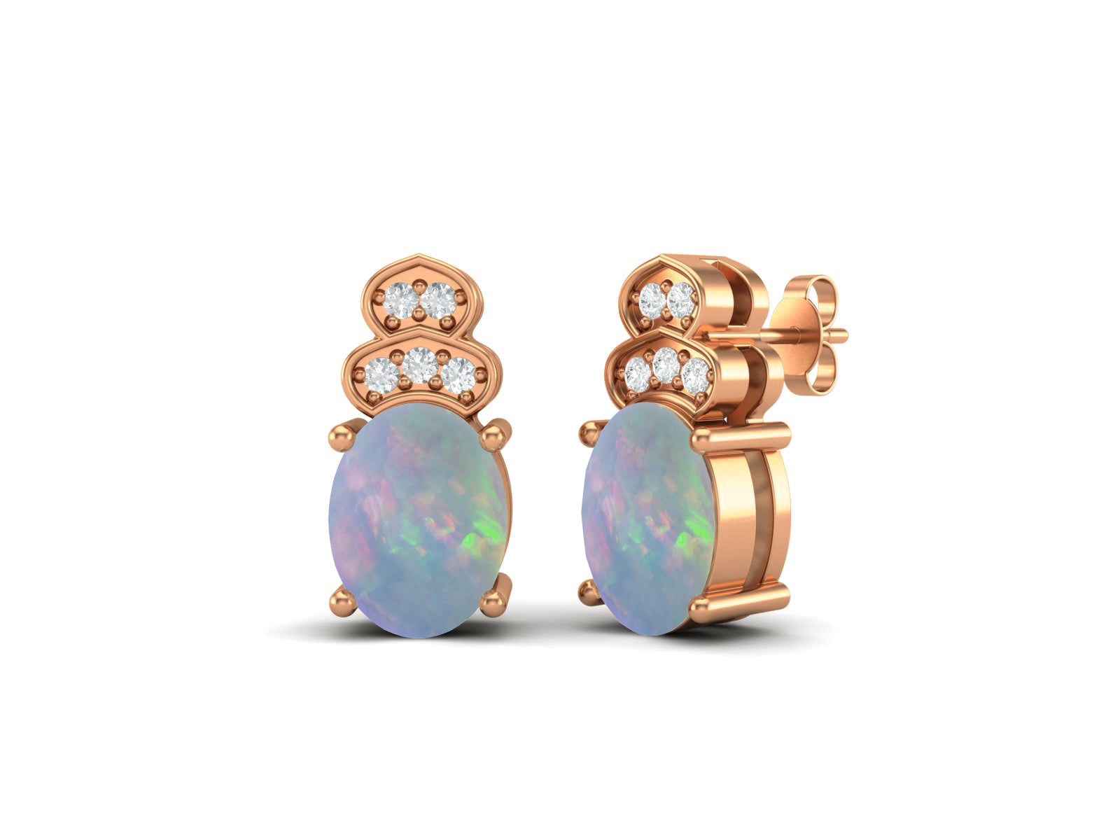 Opal Vintage Inspired Three-Stone Earrings – Sterling Silver