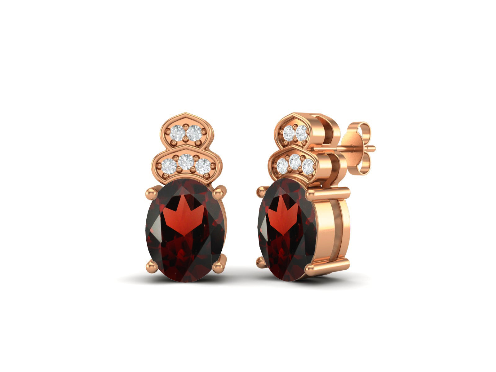 Garnet Vintage Inspired Three-Stone Earrings – Sterling Silver
