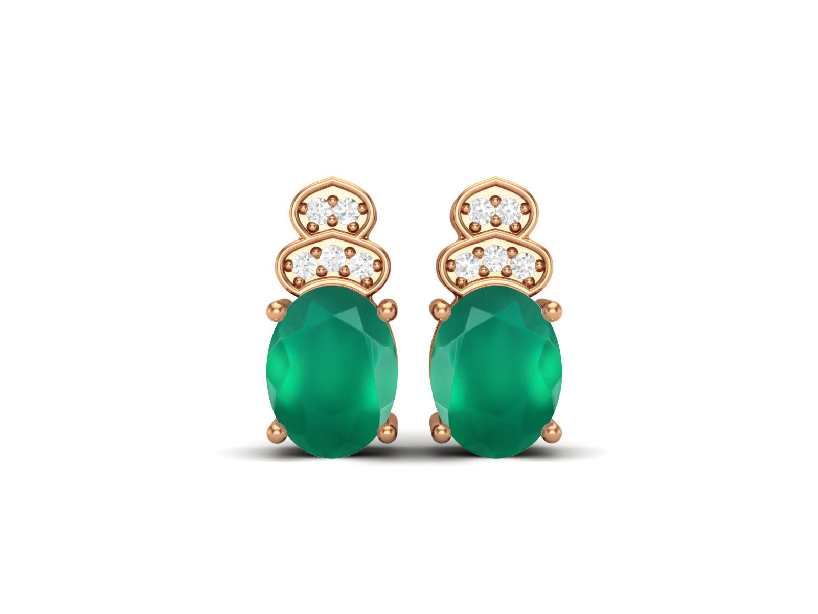 Green Onyx Vintage Inspired Three-Stone Earrings – Sterling Silver