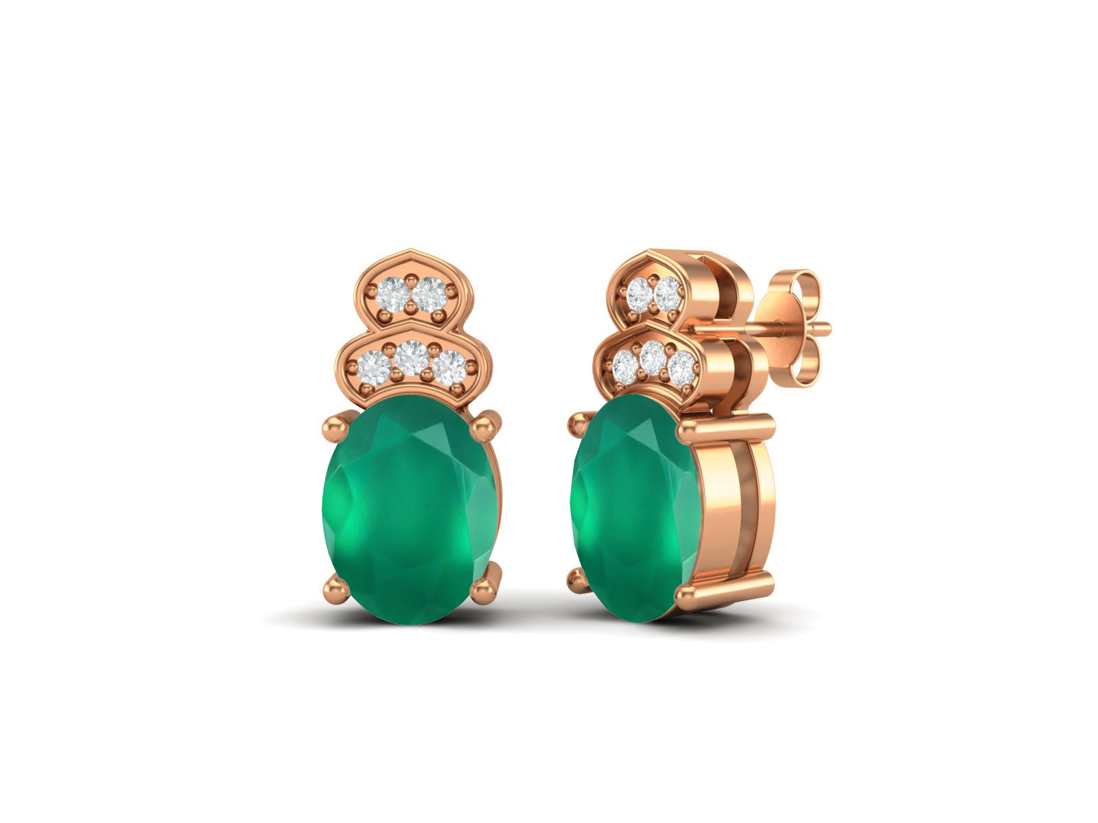 Green Onyx Vintage Inspired Three-Stone Earrings – Sterling Silver
