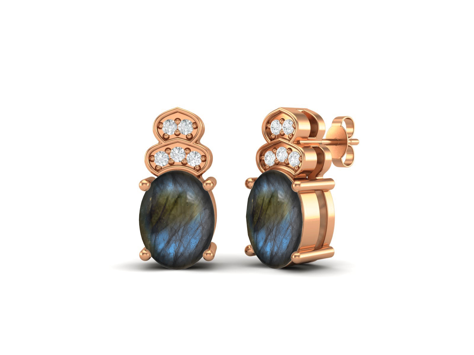 Labradorite Vintage Inspired Three-Stone Earrings – Sterling Silver