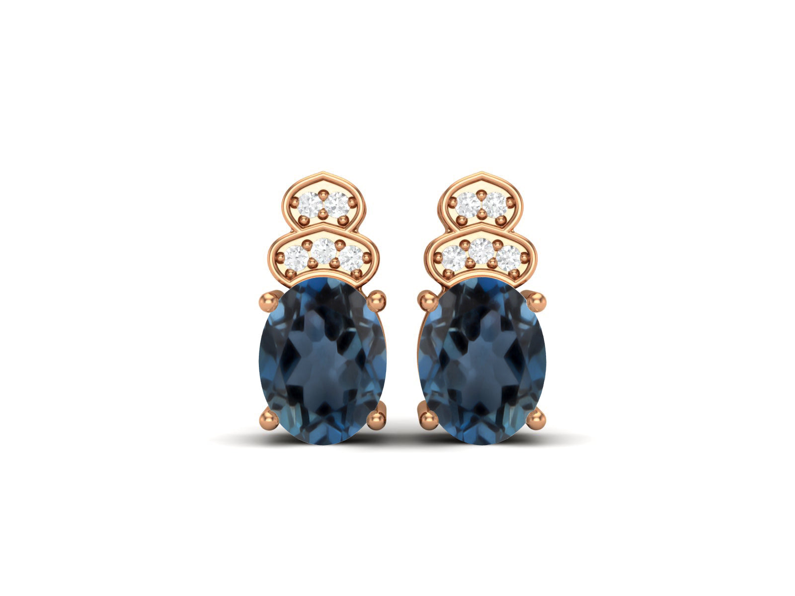 London Blue Topaz Vintage Inspired Three-Stone Earrings – Sterling Silver