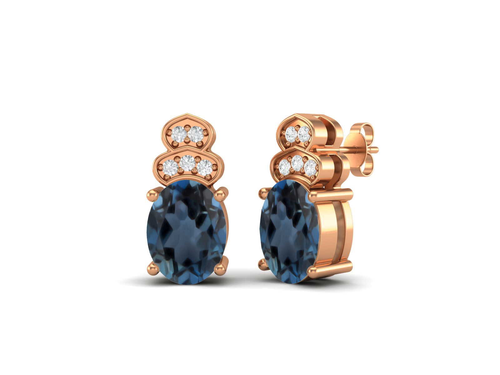 London Blue Topaz Vintage Inspired Three-Stone Earrings – Sterling Silver