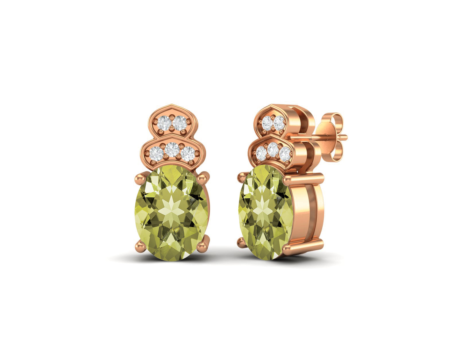 Lemon Quartz Vintage Inspired Three-Stone Earrings – Sterling Silver