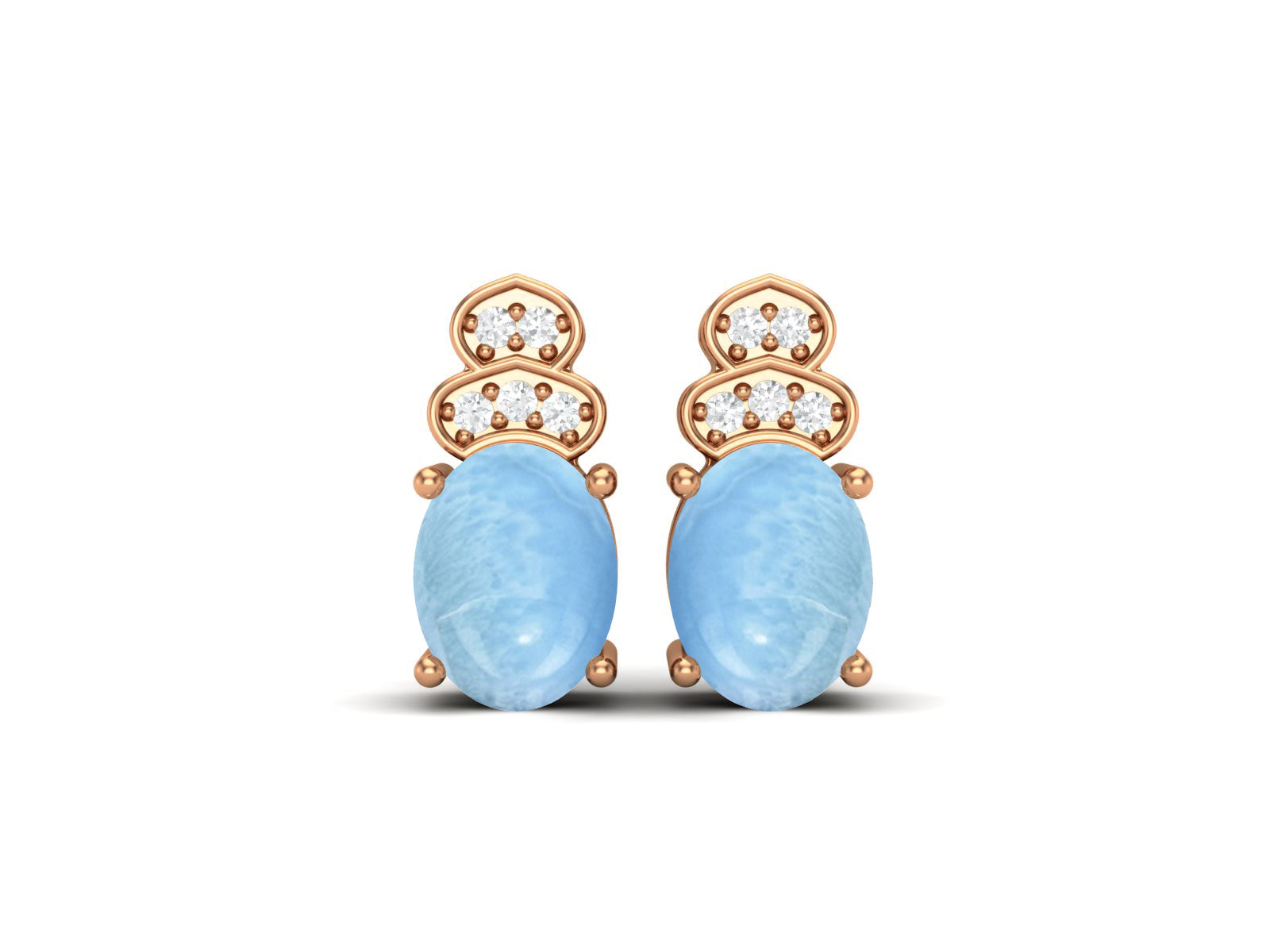 Larimar Vintage Inspired Three-Stone Earrings – Sterling Silver