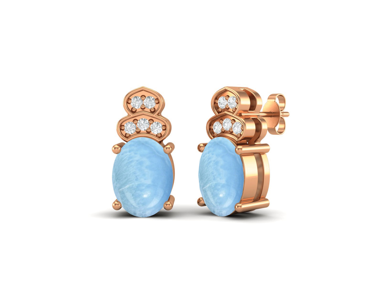 Larimar Vintage Inspired Three-Stone Earrings – Sterling Silver