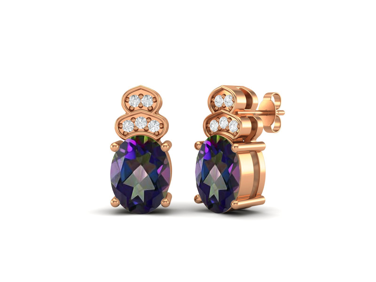 Mystic Topaz Vintage Inspired Three-Stone Earrings – Sterling Silver