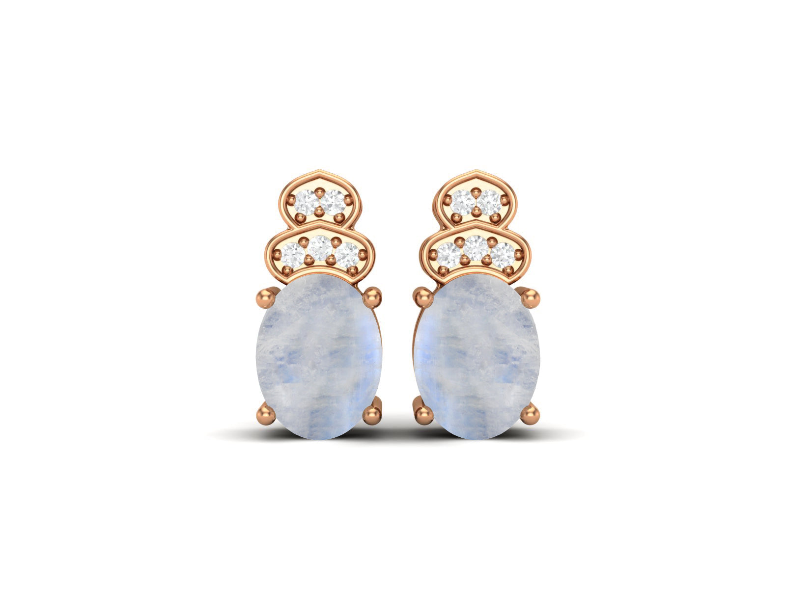 Orecchini a tre pietre di ispirazione vintage con pietra di luna - Argento Sterling