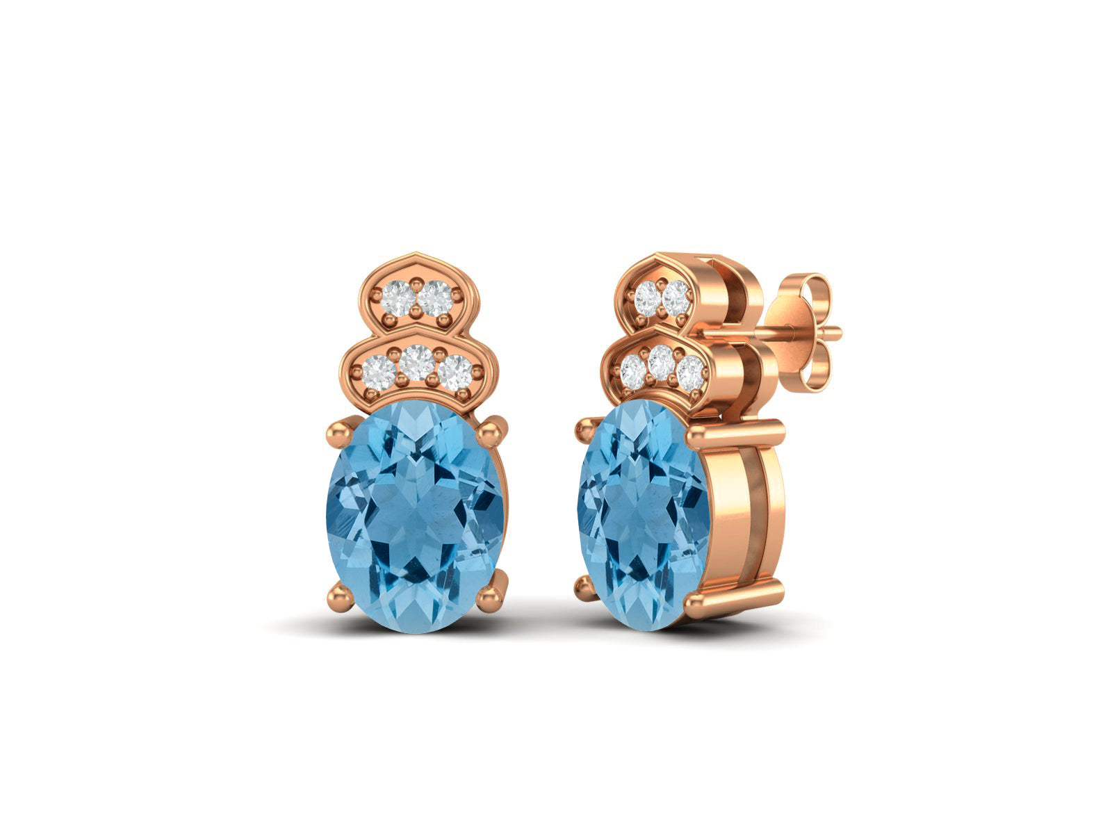 Swiss blue topaz Vintage Inspired Three-Stone Earrings – Sterling Silver