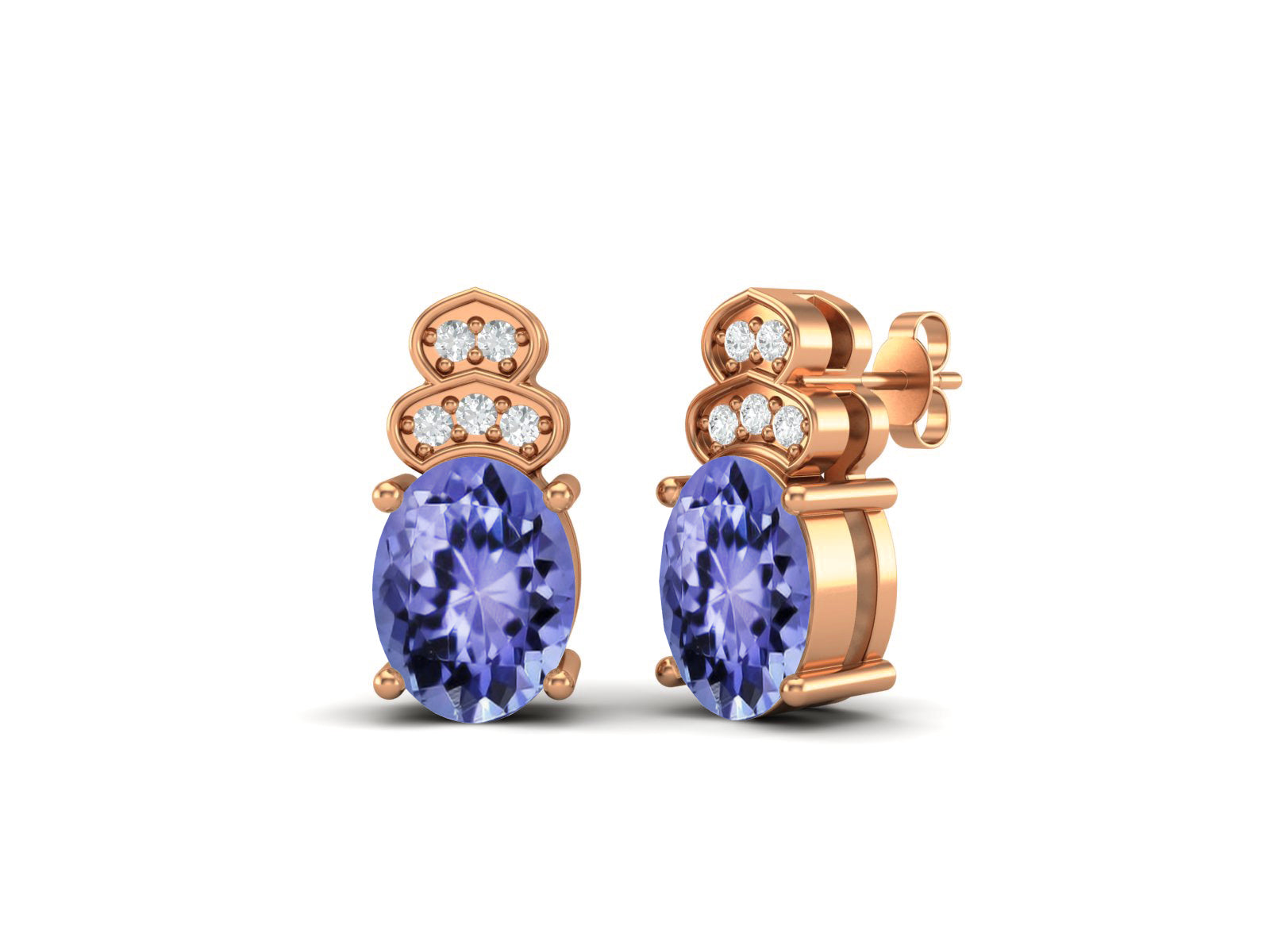 Tanzanite Vintage Inspired Three-Stone Earrings – Sterling Silver