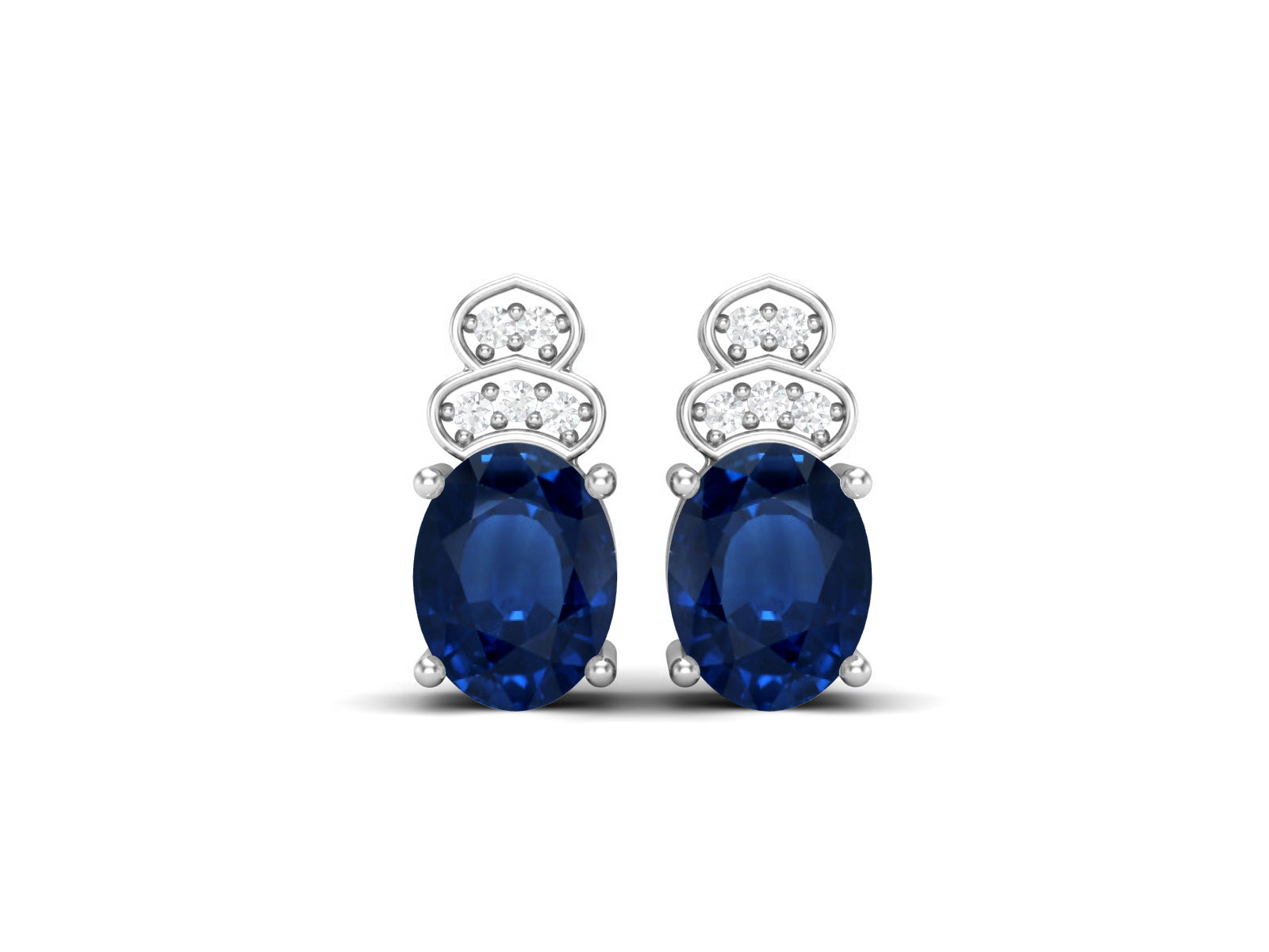 Blue Sapphire Vintage Inspired Three-Stone Earrings – Sterling Silver