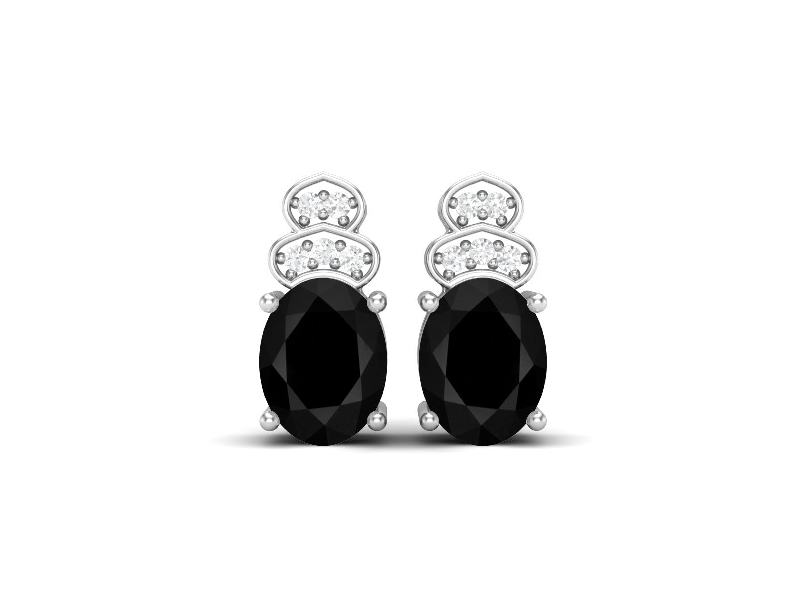 Black Spinel Vintage Inspired Three-Stone Earrings – Sterling Silver