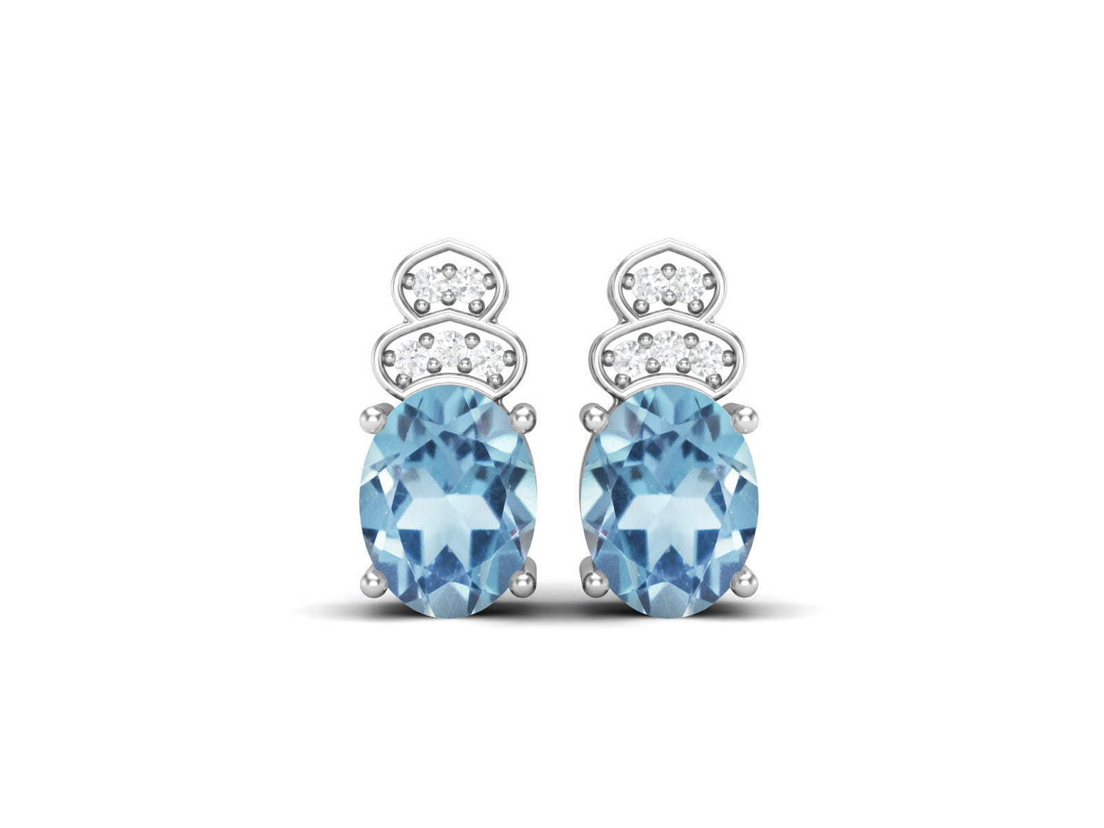 Blue Topaz Vintage Inspired Three-Stone Earrings – Sterling Silver