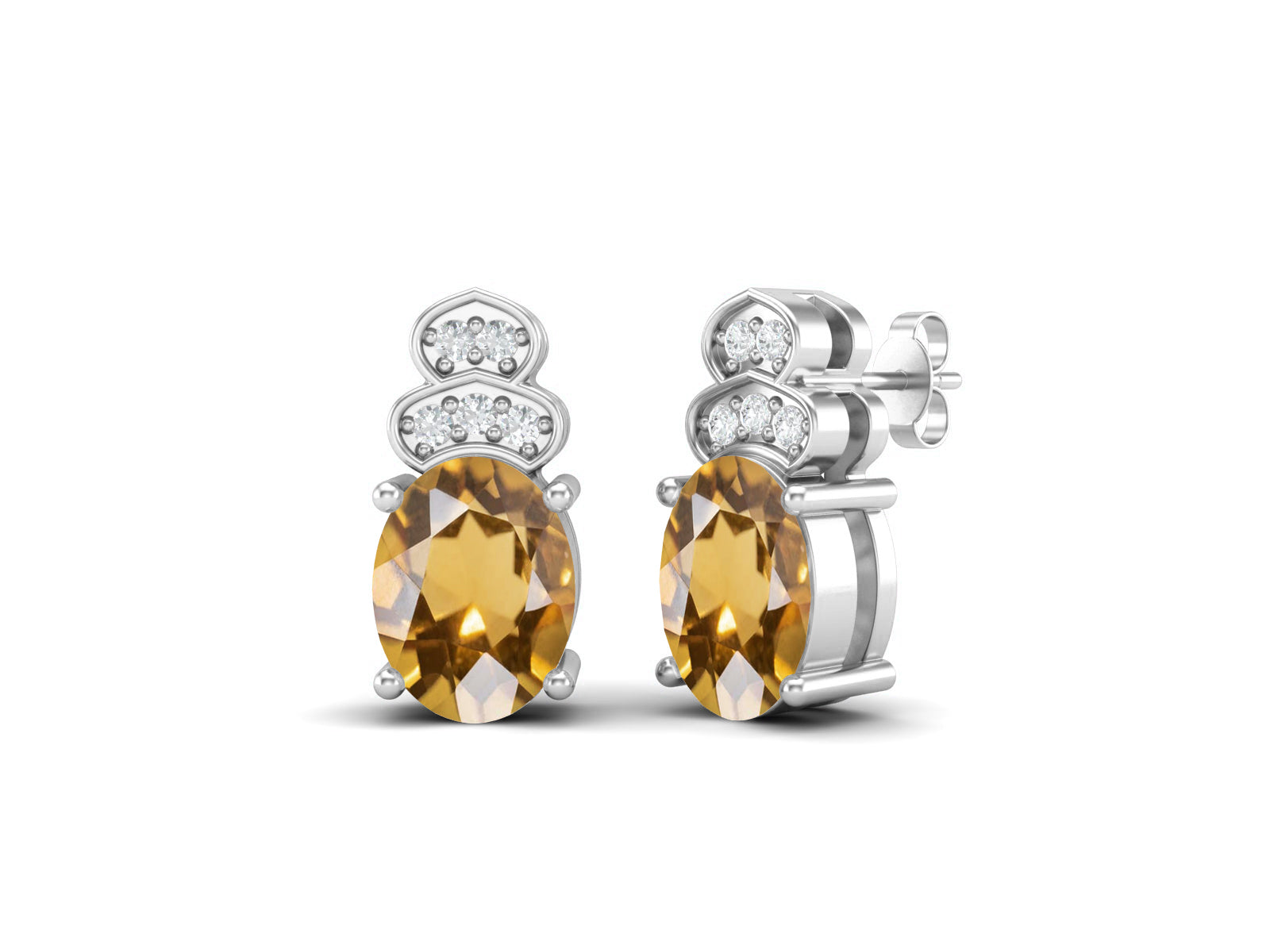 Citrine Vintage Inspired Three-Stone Earrings – Sterling Silver