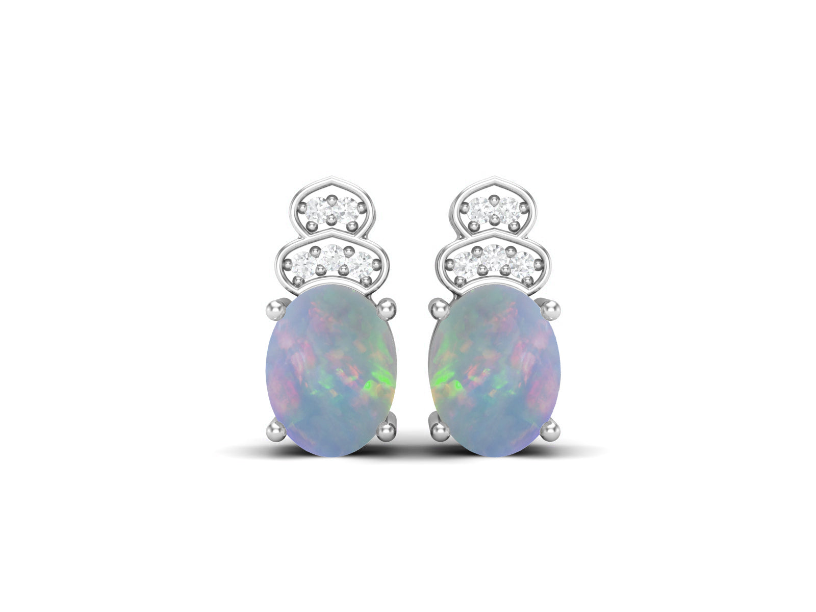 Opal Vintage Inspired Three-Stone Earrings – Sterling Silver