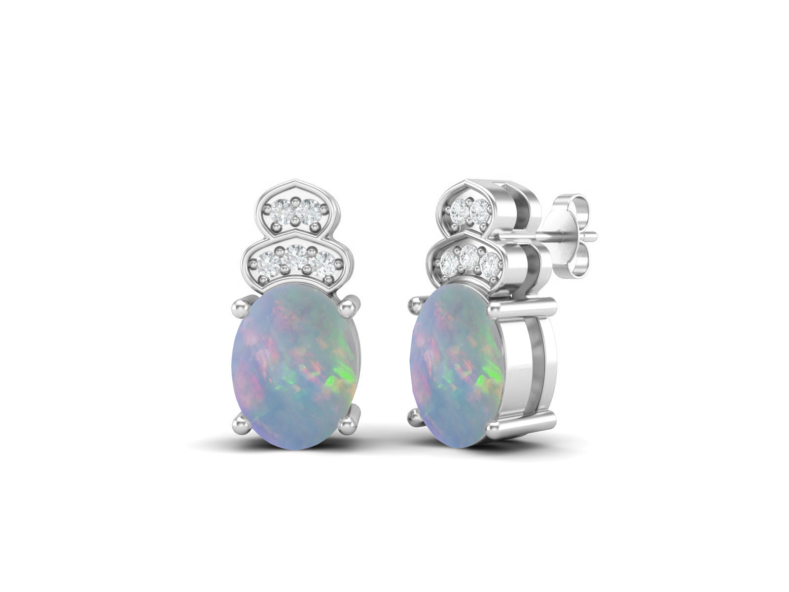 Opal Vintage Inspired Three-Stone Earrings – Sterling Silver