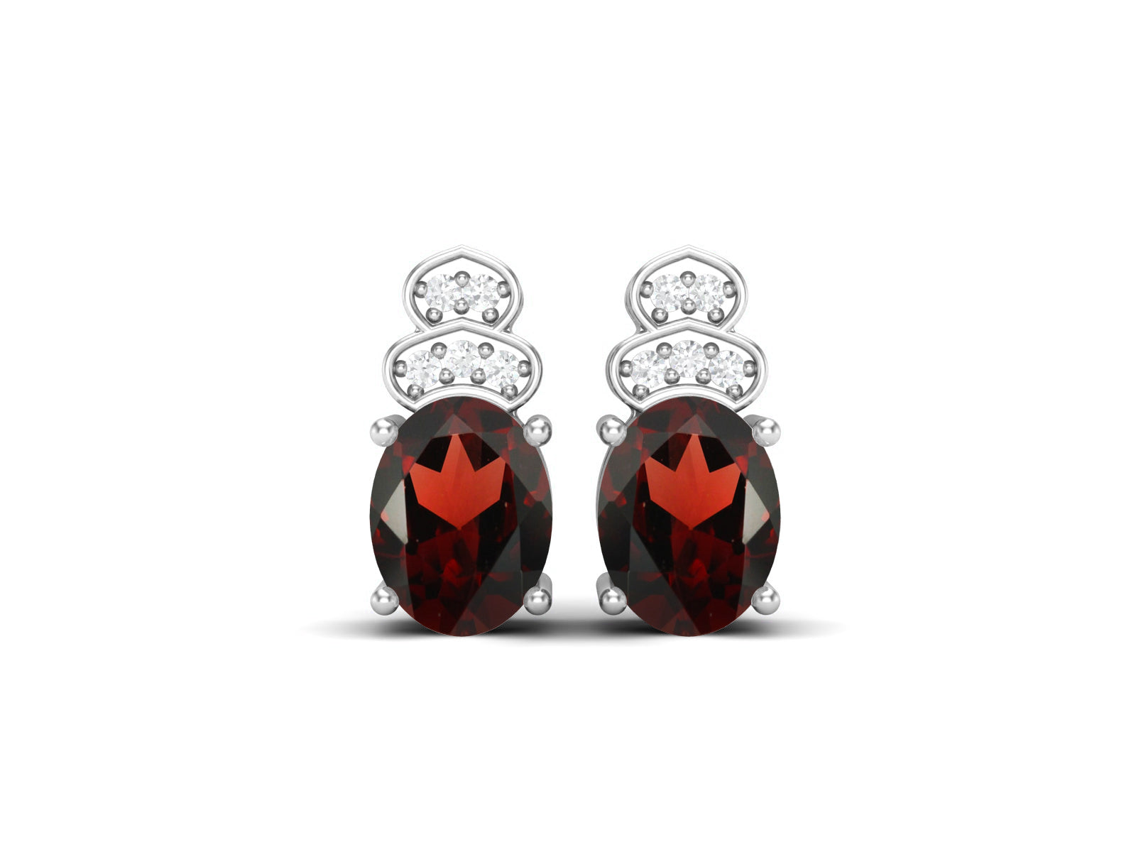 Garnet Vintage Inspired Three-Stone Earrings – Sterling Silver