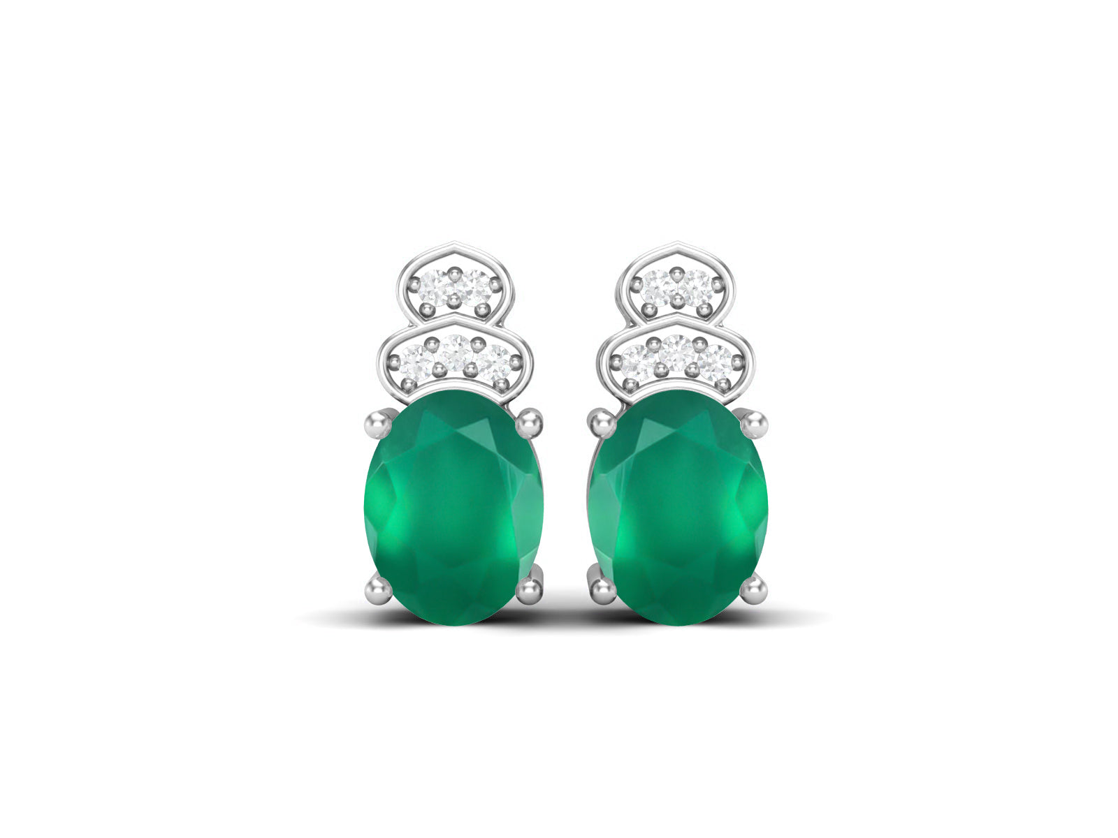 Green Onyx Vintage Inspired Three-Stone Earrings – Sterling Silver