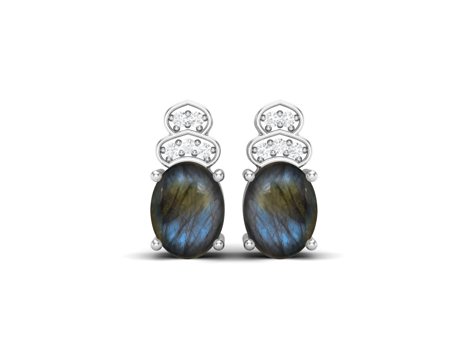 Labradorite Vintage Inspired Three-Stone Earrings – Sterling Silver