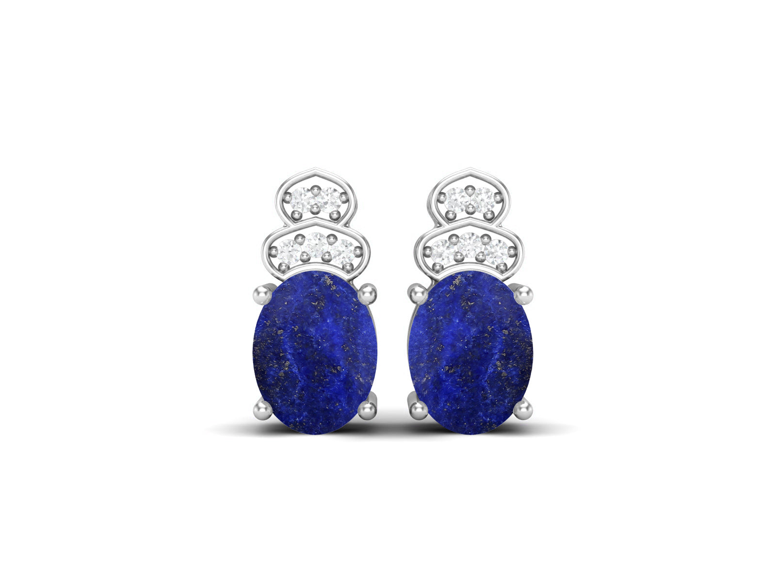 Lapis Vintage Inspired Three-Stone Earrings – Sterling Silver