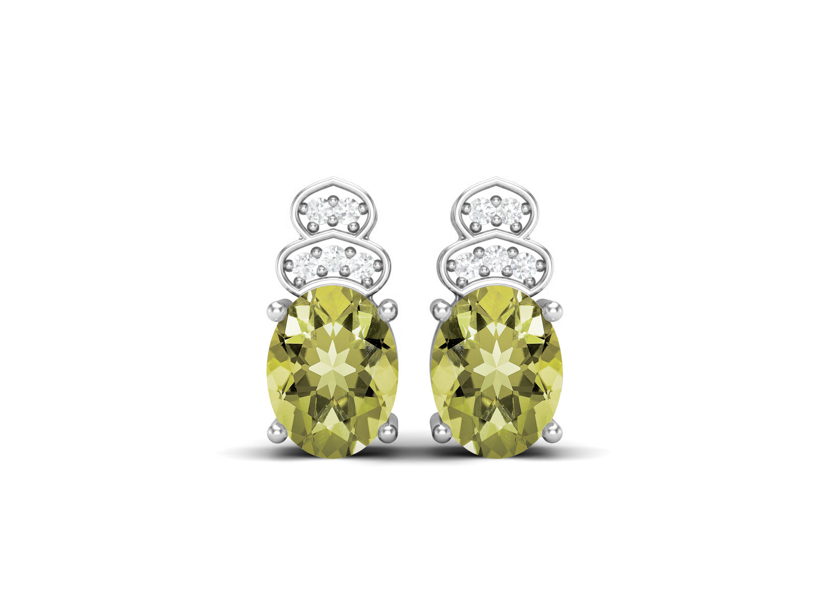Lemon Quartz Vintage Inspired Three-Stone Earrings – Sterling Silver
