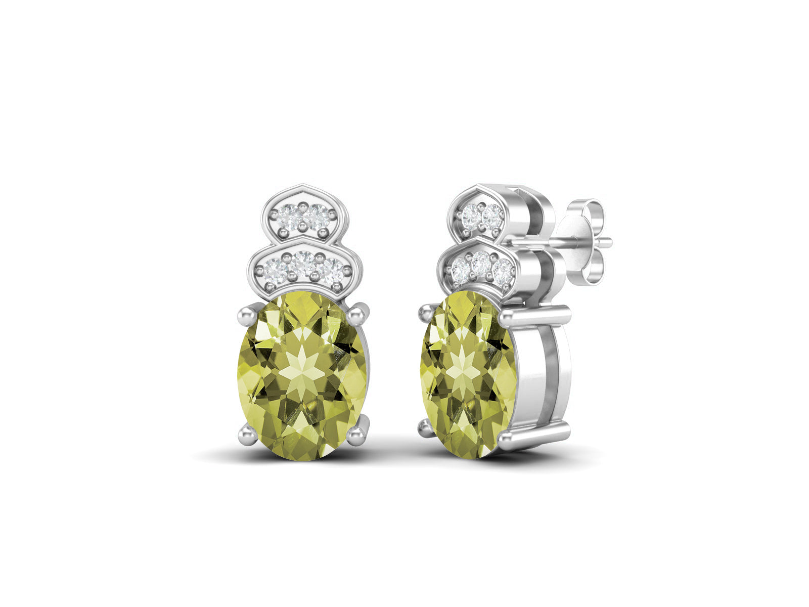 Lemon Quartz Vintage Inspired Three-Stone Earrings – Sterling Silver