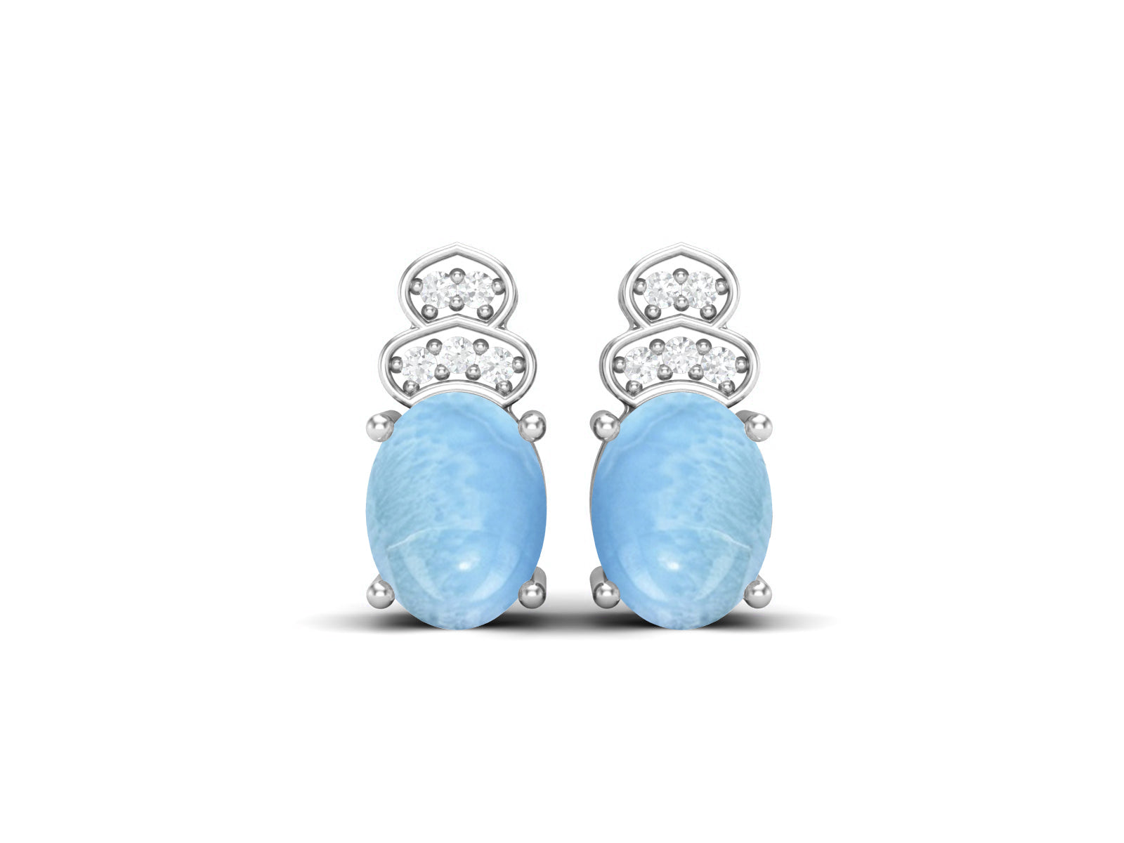 Larimar Vintage Inspired Three-Stone Earrings – Sterling Silver