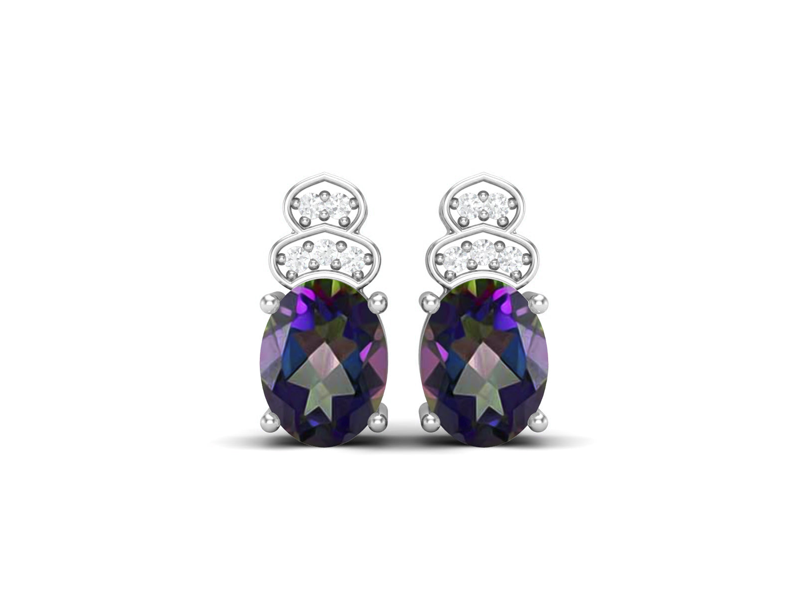 Mystic Topaz Vintage Inspired Three-Stone Earrings – Sterling Silver
