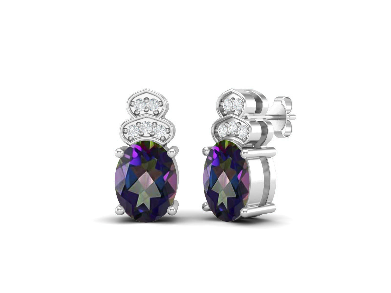 Mystic Topaz Vintage Inspired Three-Stone Earrings – Sterling Silver