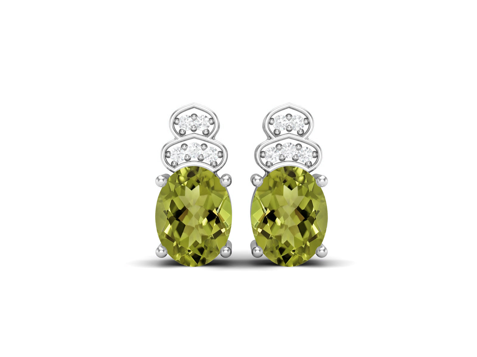 Peridot Vintage Inspired Three-Stone Earrings – Sterling Silver