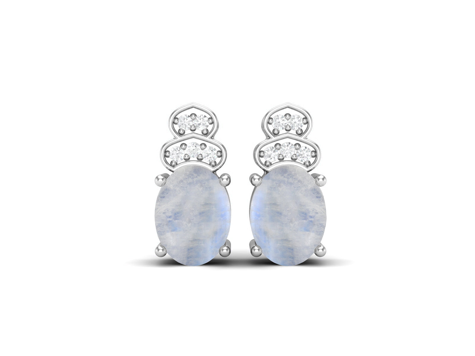 Moonstone Vintage Inspired Three-Stone Earrings – Sterling Silver