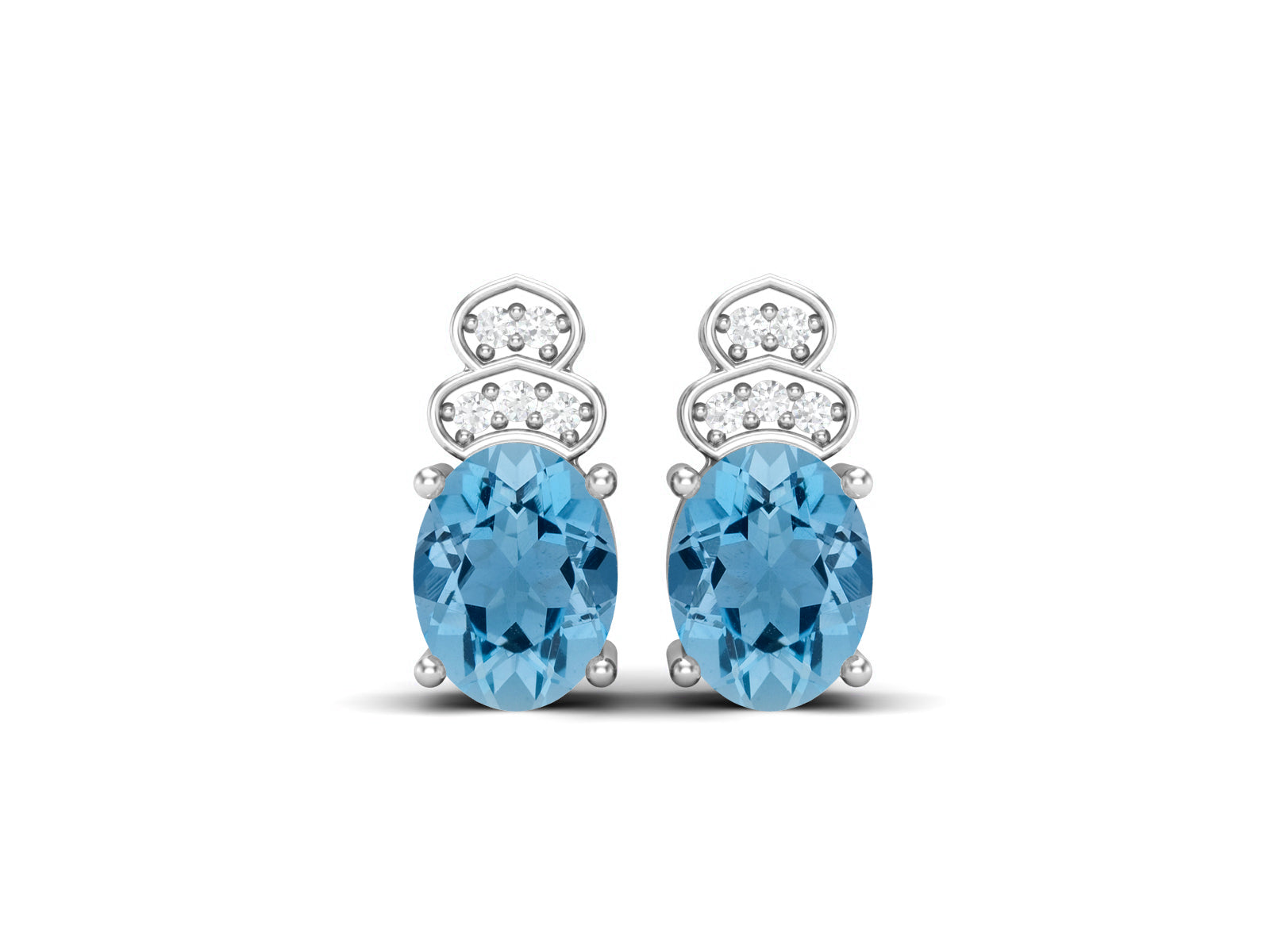 Swiss blue topaz Vintage Inspired Three-Stone Earrings – Sterling Silver