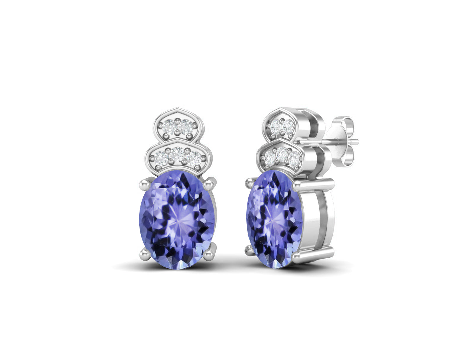 Tanzanite Vintage Inspired Three-Stone Earrings – Sterling Silver