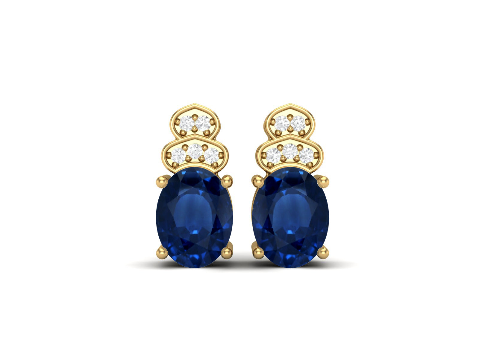 Blue Sapphire Vintage Inspired Three-Stone Earrings – Sterling Silver