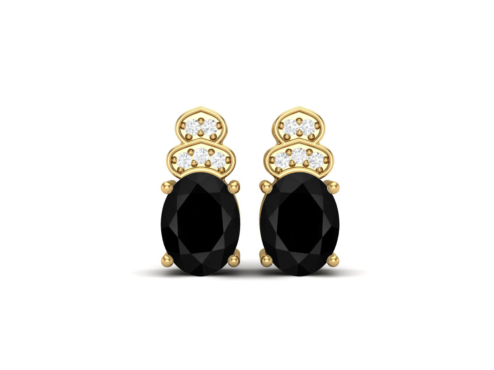 Black Spinel Vintage Inspired Three-Stone Earrings – Sterling Silver